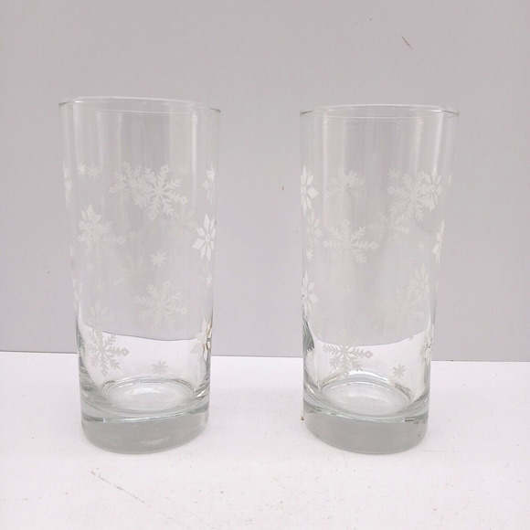 Libbey Premiere Snowflake Glasses Set of 4 ~ 2 Goblet & 2 Tumbler Glass - Picture 5 of 15